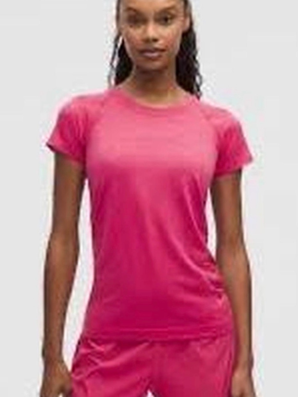 Women's Pink Crewneck Short-Sleeve Top